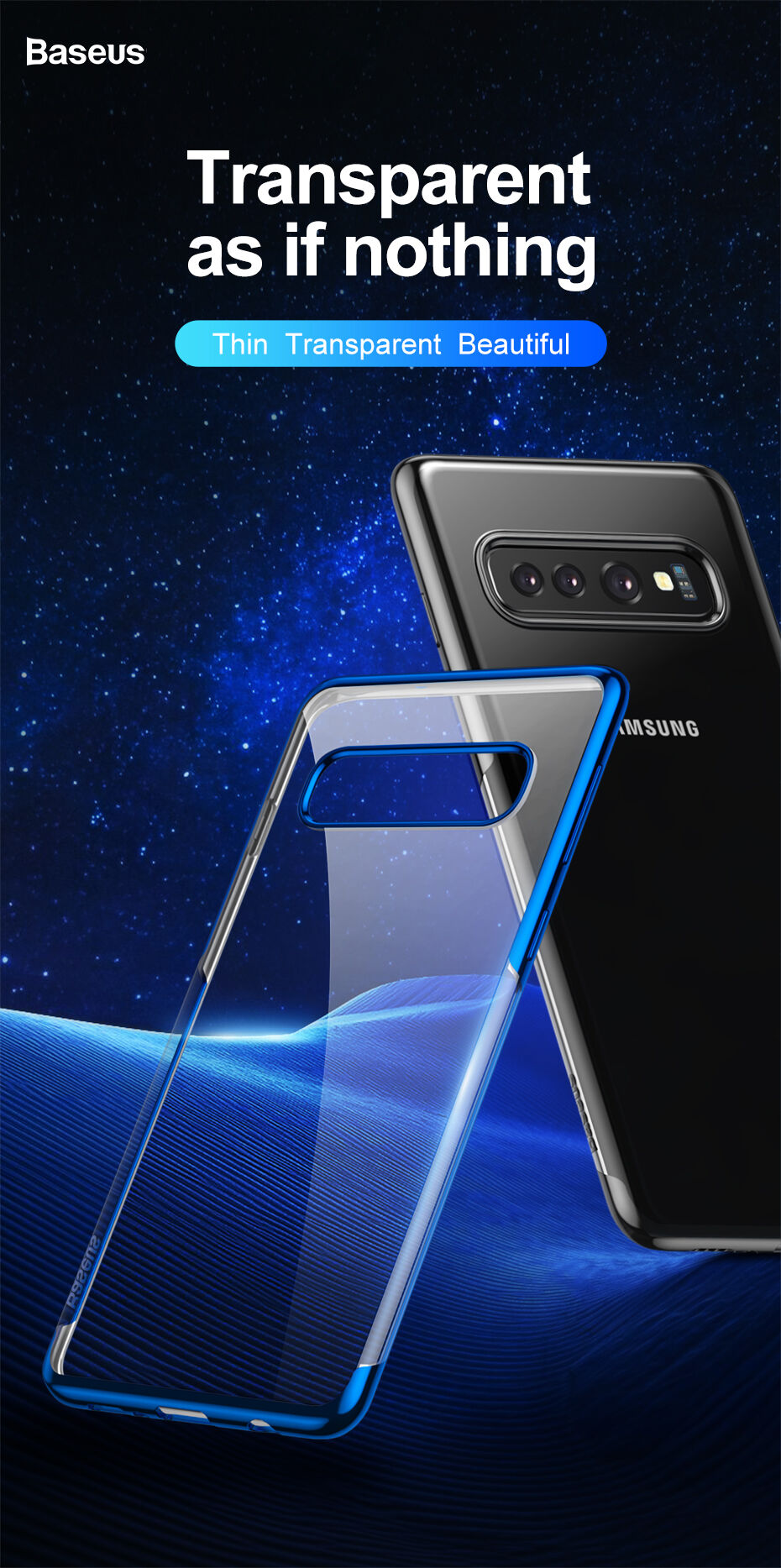 Baseus plastový čirý kryt s rámečkem pro Samsung Galaxy S10 Plus - černý
