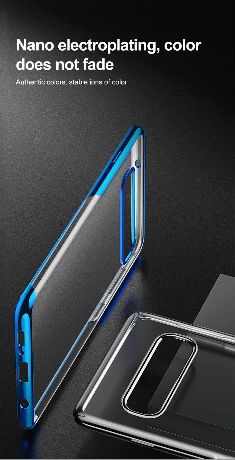 Baseus plastový čirý kryt s rámečkem pro Samsung Galaxy S10 Plus - černý