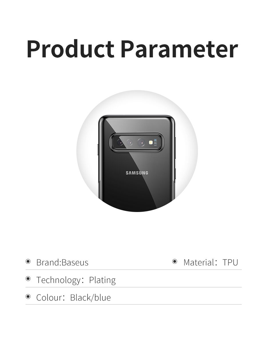 Baseus plastový čirý kryt s rámečkem pro Samsung Galaxy S10 - černý