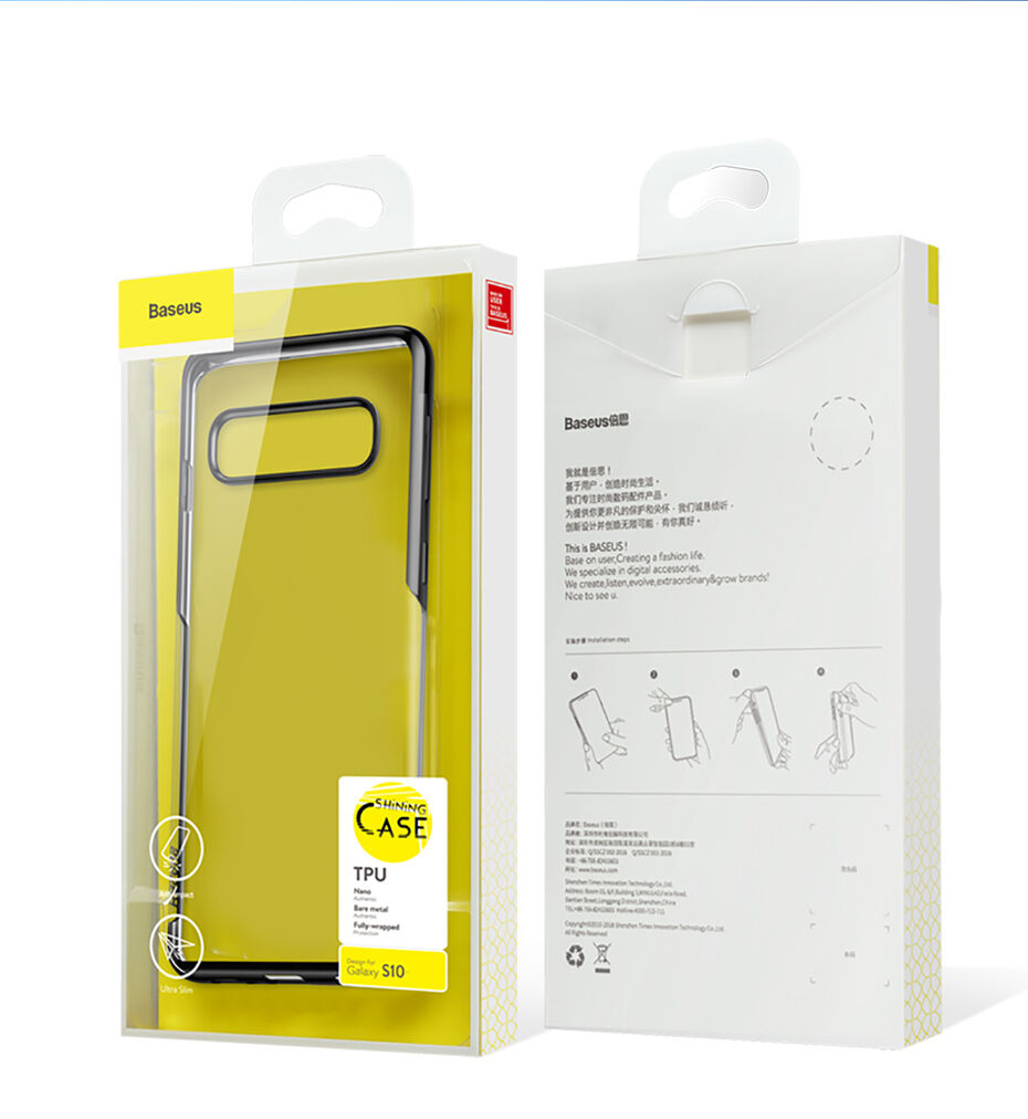 Baseus plastový čirý kryt s rámečkem pro Samsung Galaxy S10 - černý