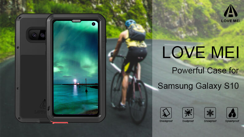 Love Mei kovový super odolný kryt pro Samsung Galaxy S10 - černý