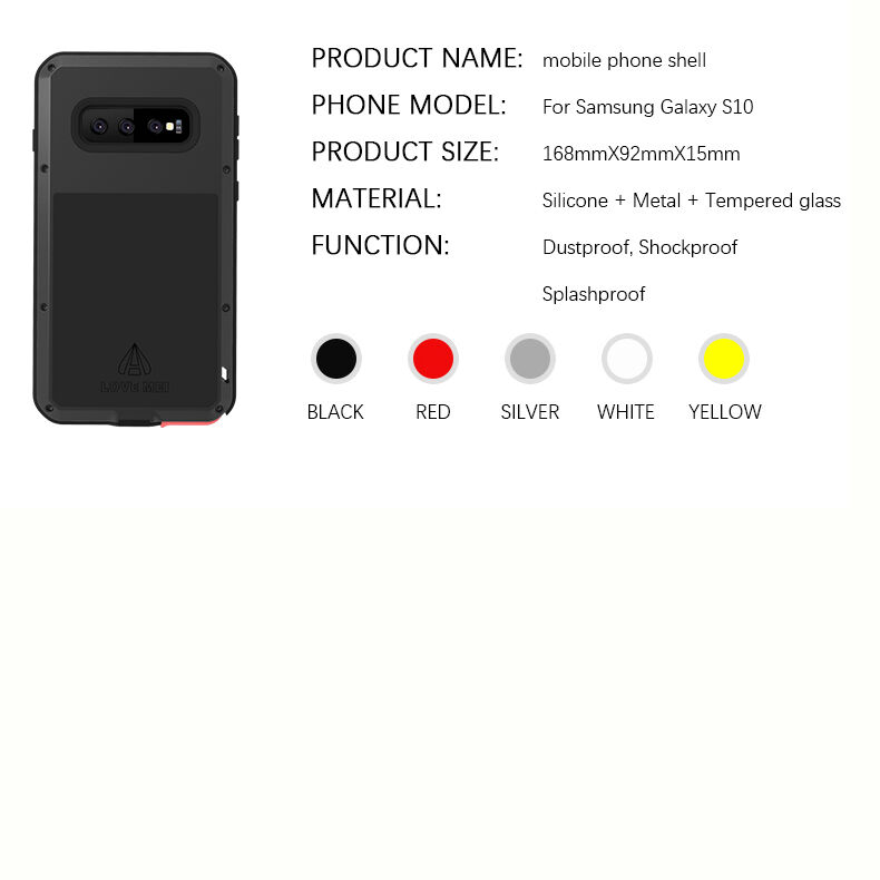 Love Mei kovový super odolný kryt pro Samsung Galaxy S10 - černý