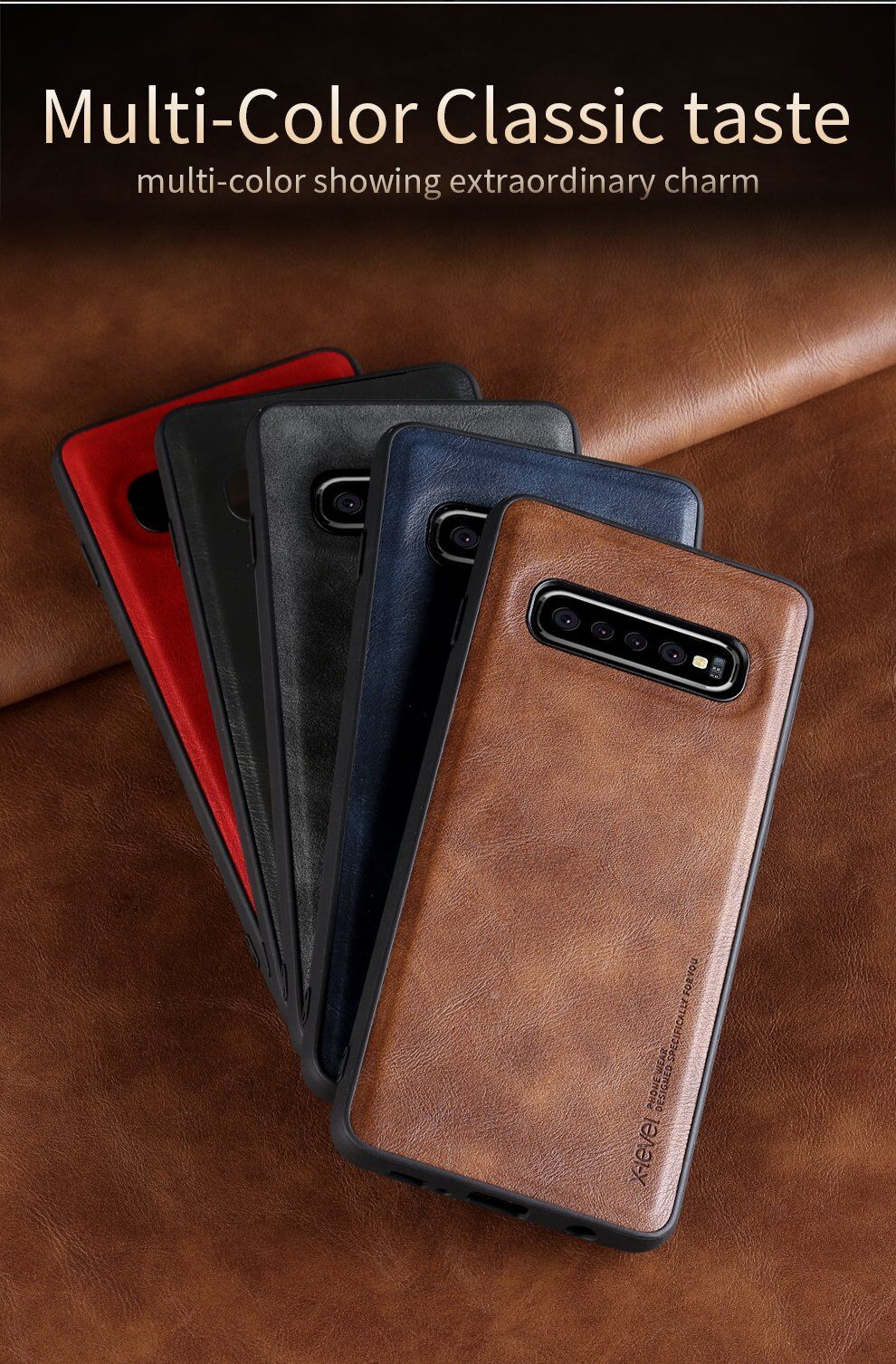 X-Level kryt s koženkovým povrchem pro Samsung Galaxy S10 - hnědý