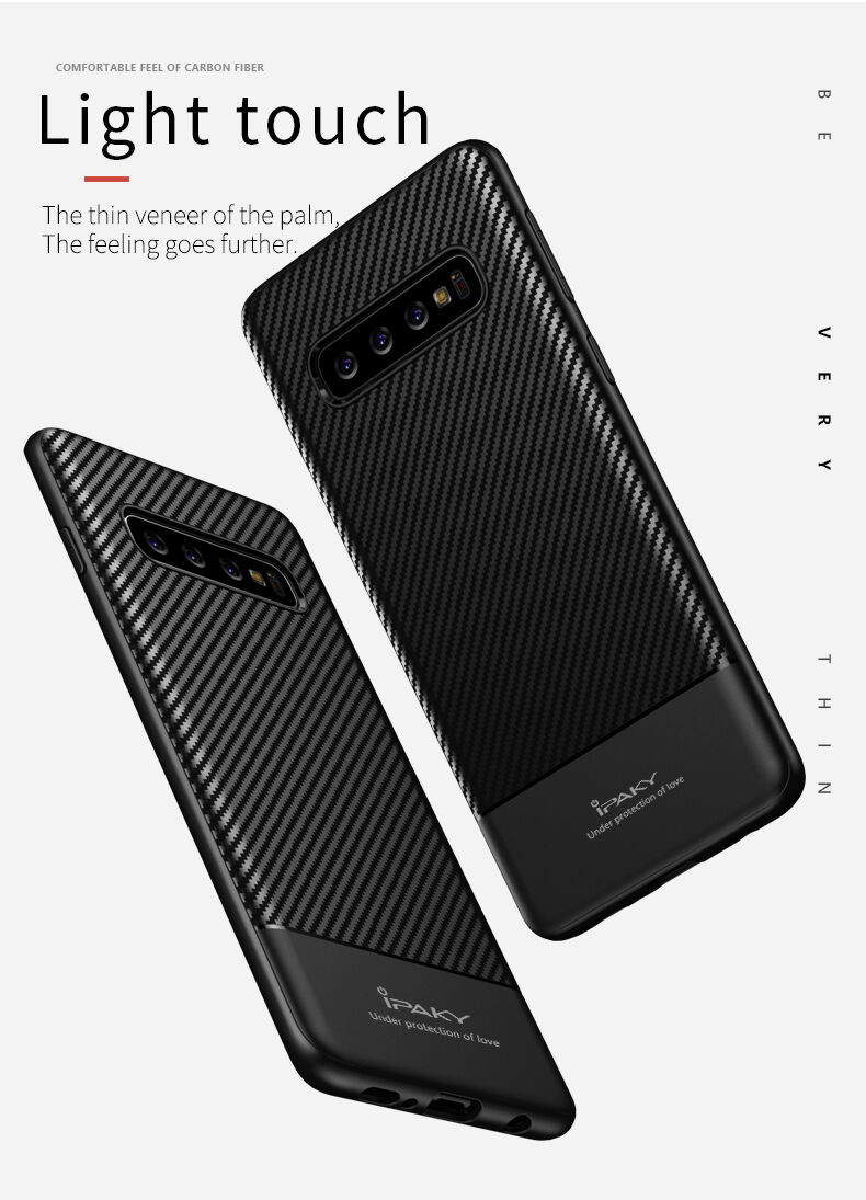 Ipaky kryt s texturou karbonových vláken pro Samsung Galaxy S10 - černý