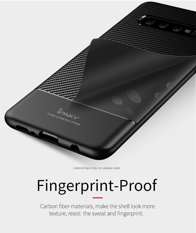 Ipaky kryt s texturou karbonových vláken pro Samsung Galaxy S10 - černý