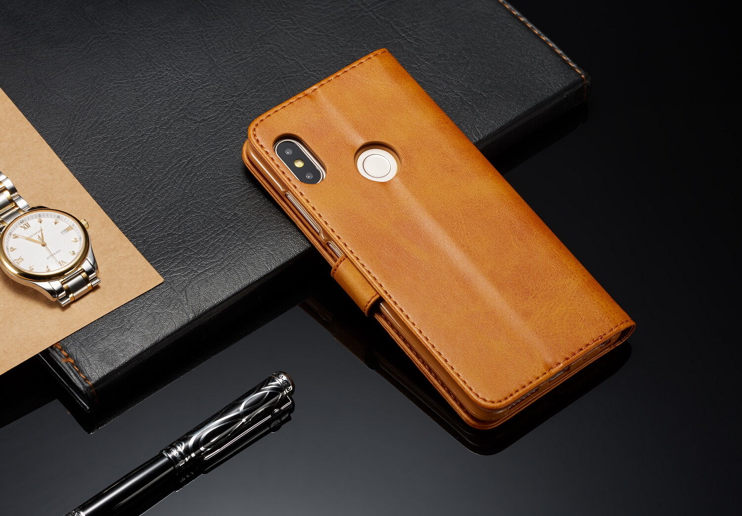 LC.imeeke peněženkové kožené pouzdro pro Xiaomi Redmi Note 6 Pro - černé