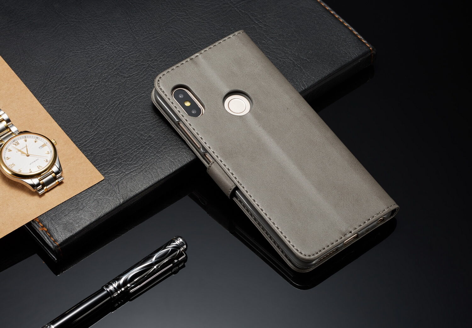 LC.imeeke peněženkové kožené pouzdro pro Xiaomi Redmi Note 6 Pro - černé