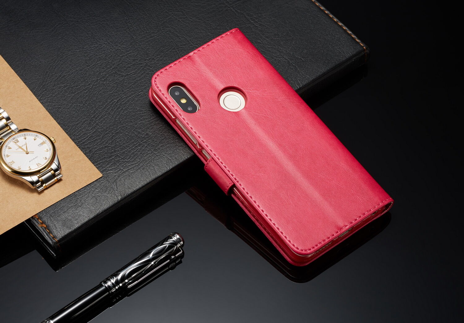 LC.imeeke peněženkové kožené pouzdro pro Xiaomi Redmi Note 6 Pro - černé