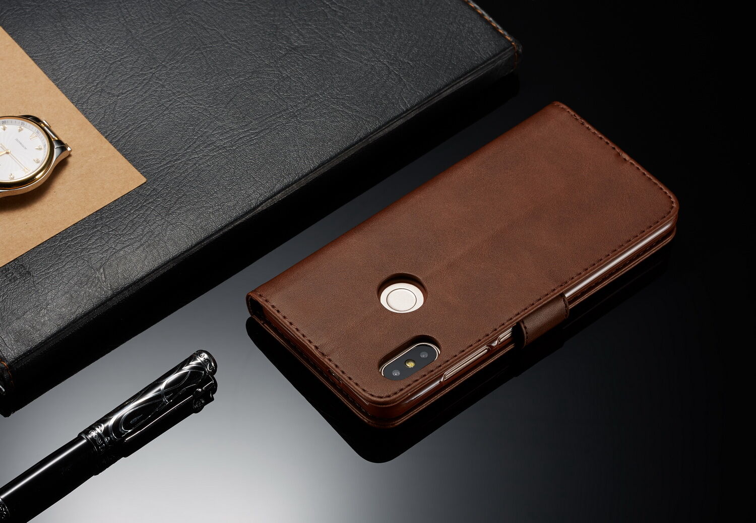 LC.imeeke peněženkové kožené pouzdro pro Xiaomi Redmi Note 6 Pro - černé