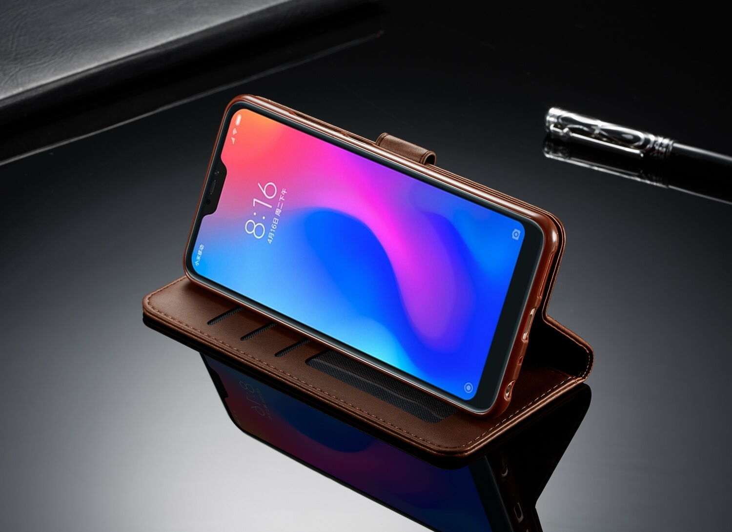 LC.imeeke peněženkové kožené pouzdro pro Xiaomi Redmi Note 6 Pro - černé