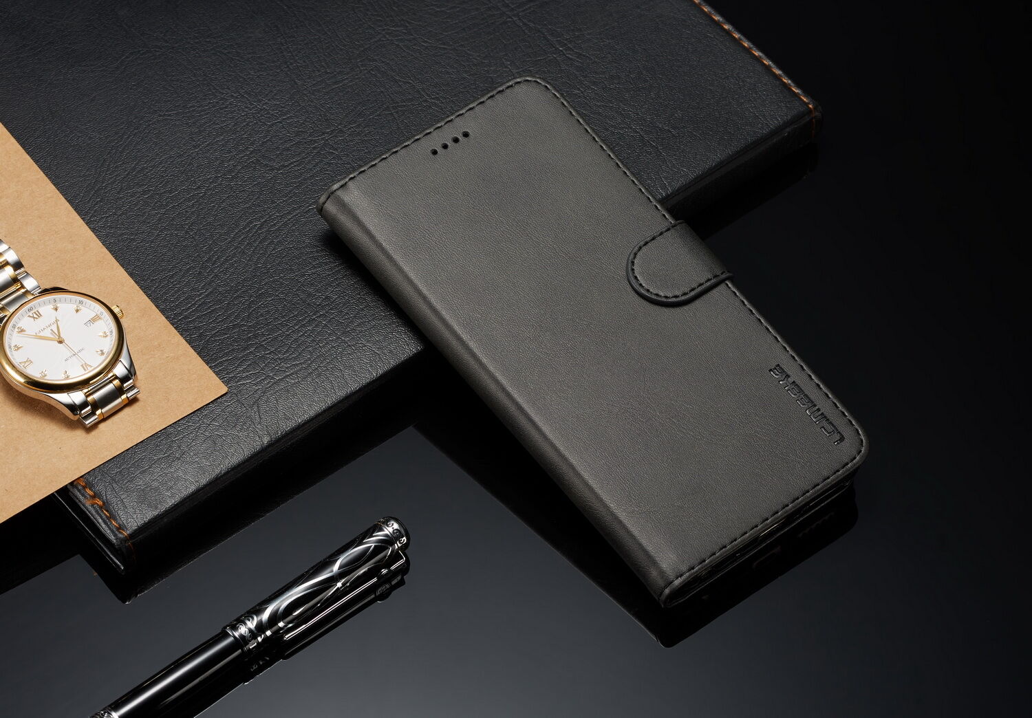 LC.imeeke peněženkové kožené pouzdro pro Xiaomi Redmi Note 6 Pro - kávové