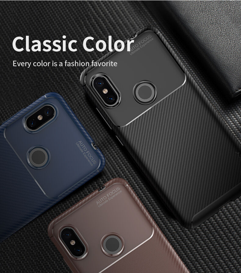 Ipaky měkký ochranný kryt s texturou karbonových vláken pro Xiaomi Redmi Note 6 Pro - černý