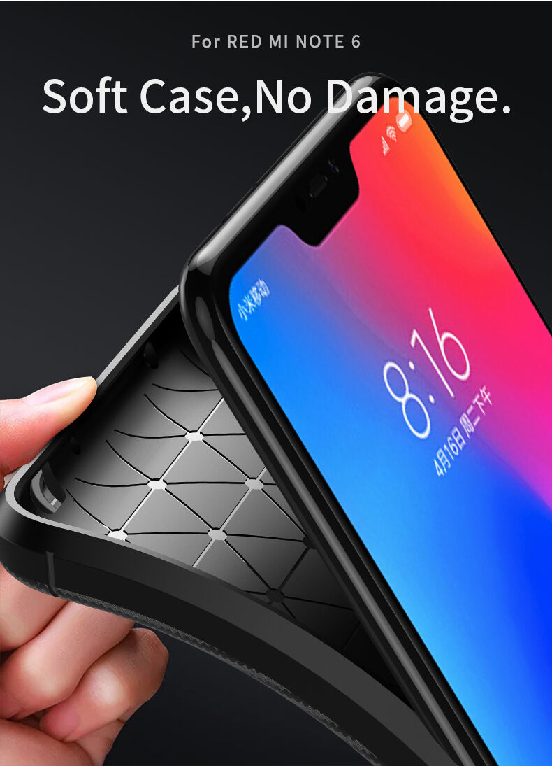 Ipaky měkký ochranný kryt s texturou karbonových vláken pro Xiaomi Redmi Note 6 Pro - černý
