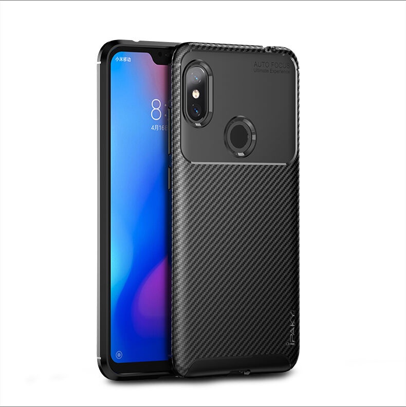 Ipaky měkký ochranný kryt s texturou karbonových vláken pro Xiaomi Redmi Note 6 Pro - černý