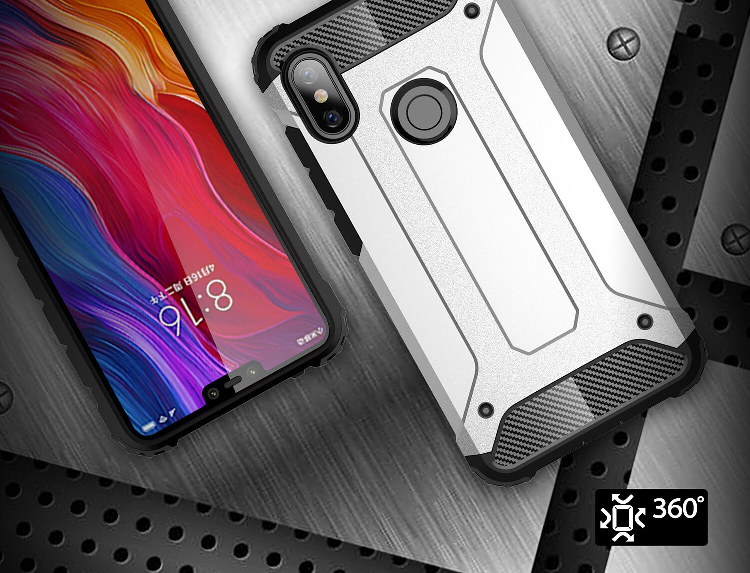 Super odolný kryt Armor pro Xiaomi Redmi Note 6 Pro - stříbrný