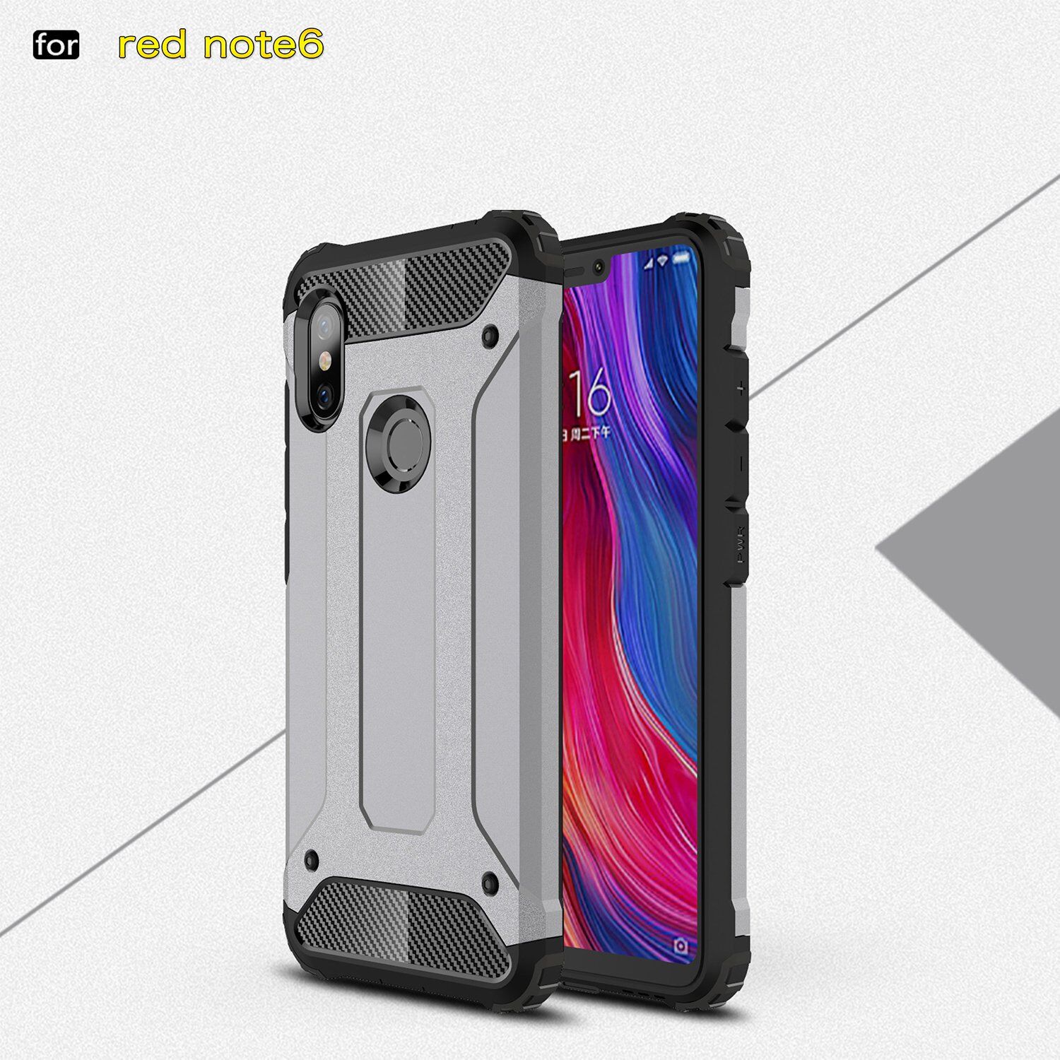 Super odolný kryt Armor pro Xiaomi Redmi Note 6 Pro - stříbrný