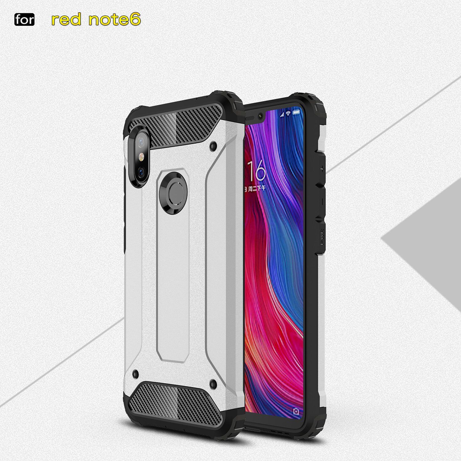 Super odolný kryt Armor pro Xiaomi Redmi Note 6 Pro - stříbrný