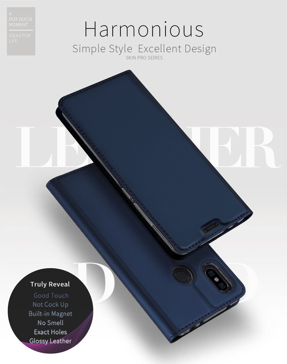 Dux Ducis ochranné kožené pouzdro pro Xiaomi Redmi Note 6 Pro - tmavě modré