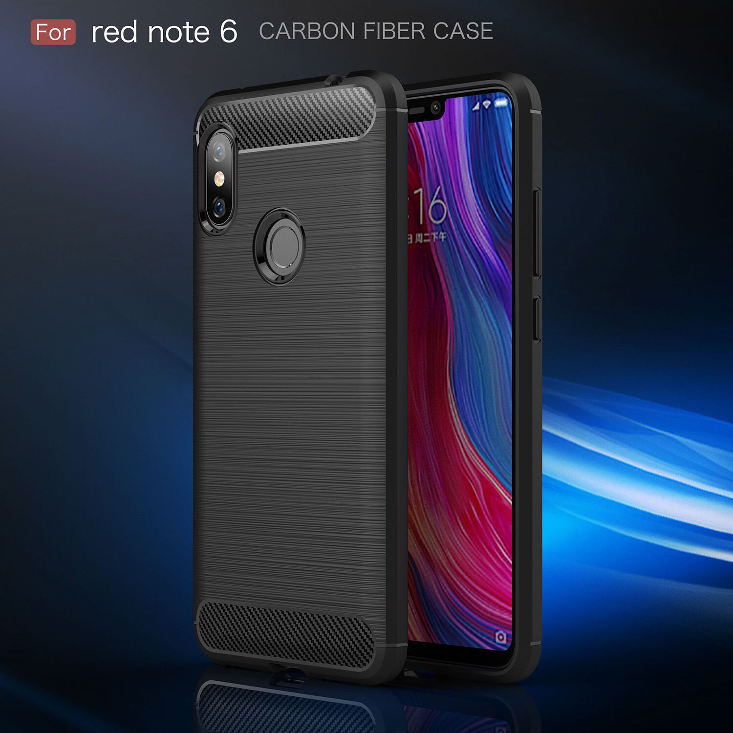 Ochranný kryt s broušenou texturou pro Xiaomi Redmi Note 6 Pro - černý