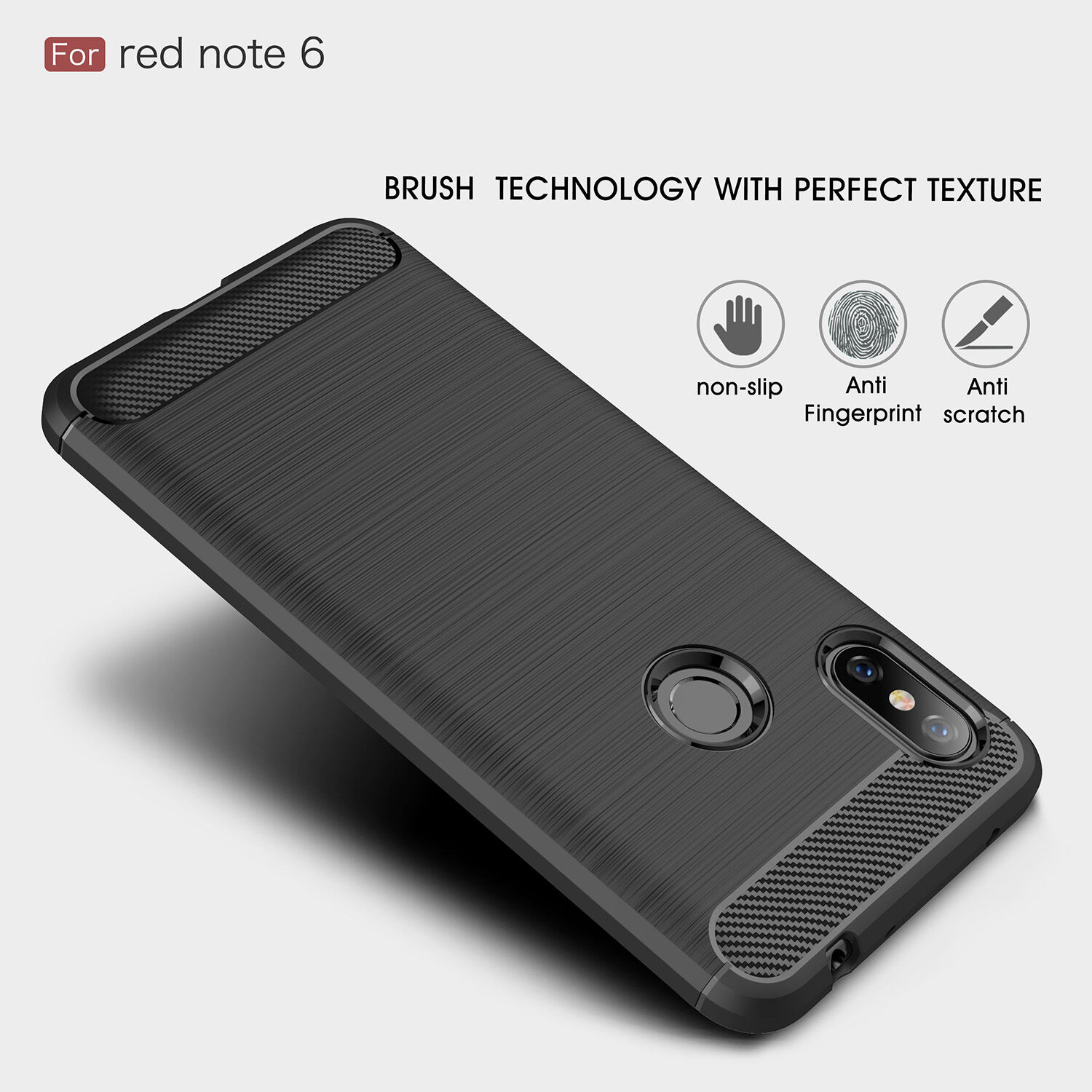 Ochranný kryt s broušenou texturou pro Xiaomi Redmi Note 6 Pro - černý
