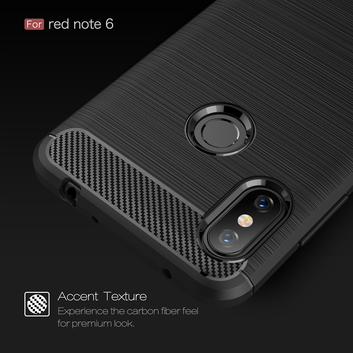 Ochranný kryt s broušenou texturou pro Xiaomi Redmi Note 6 Pro - černý