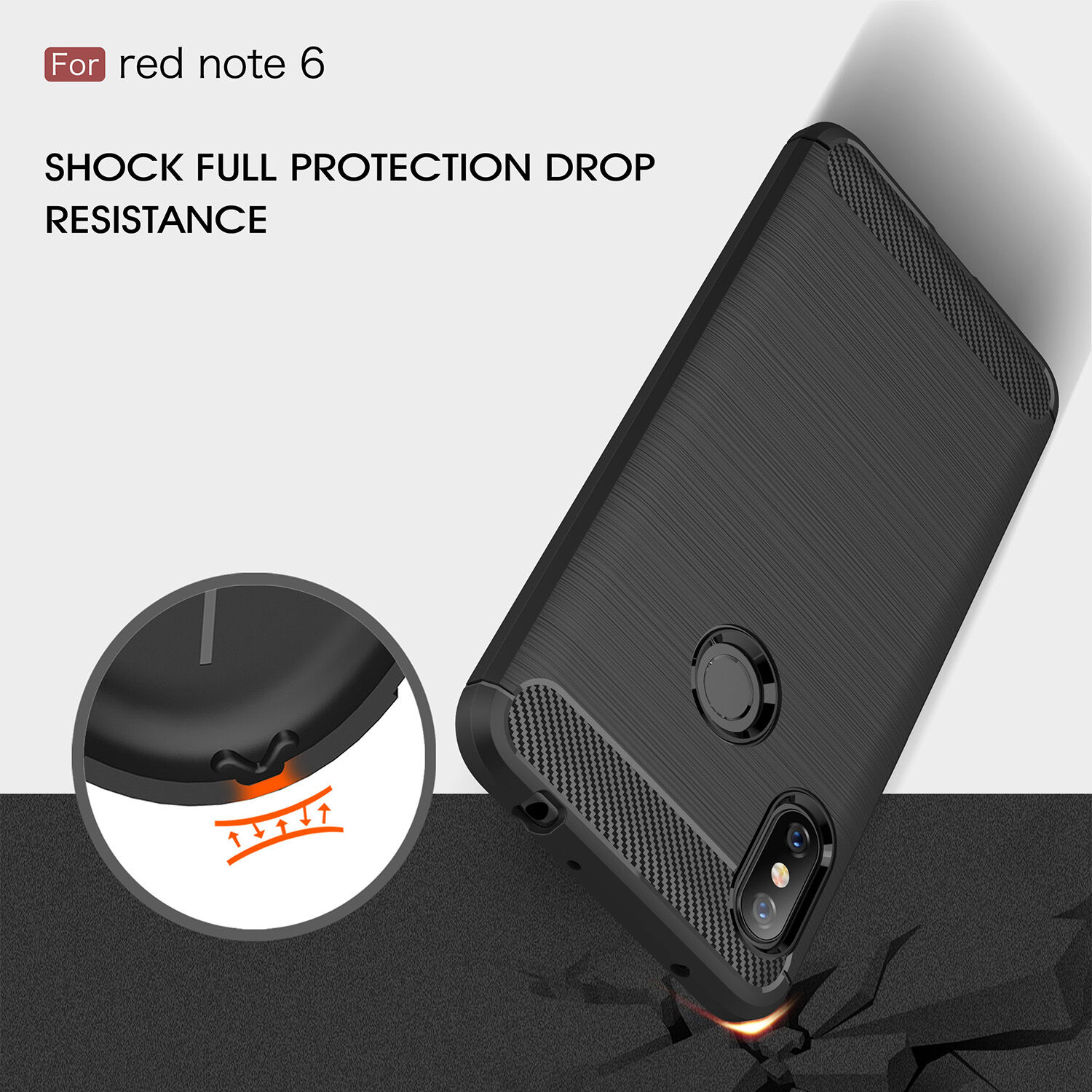 Ochranný kryt s broušenou texturou pro Xiaomi Redmi Note 6 Pro - černý