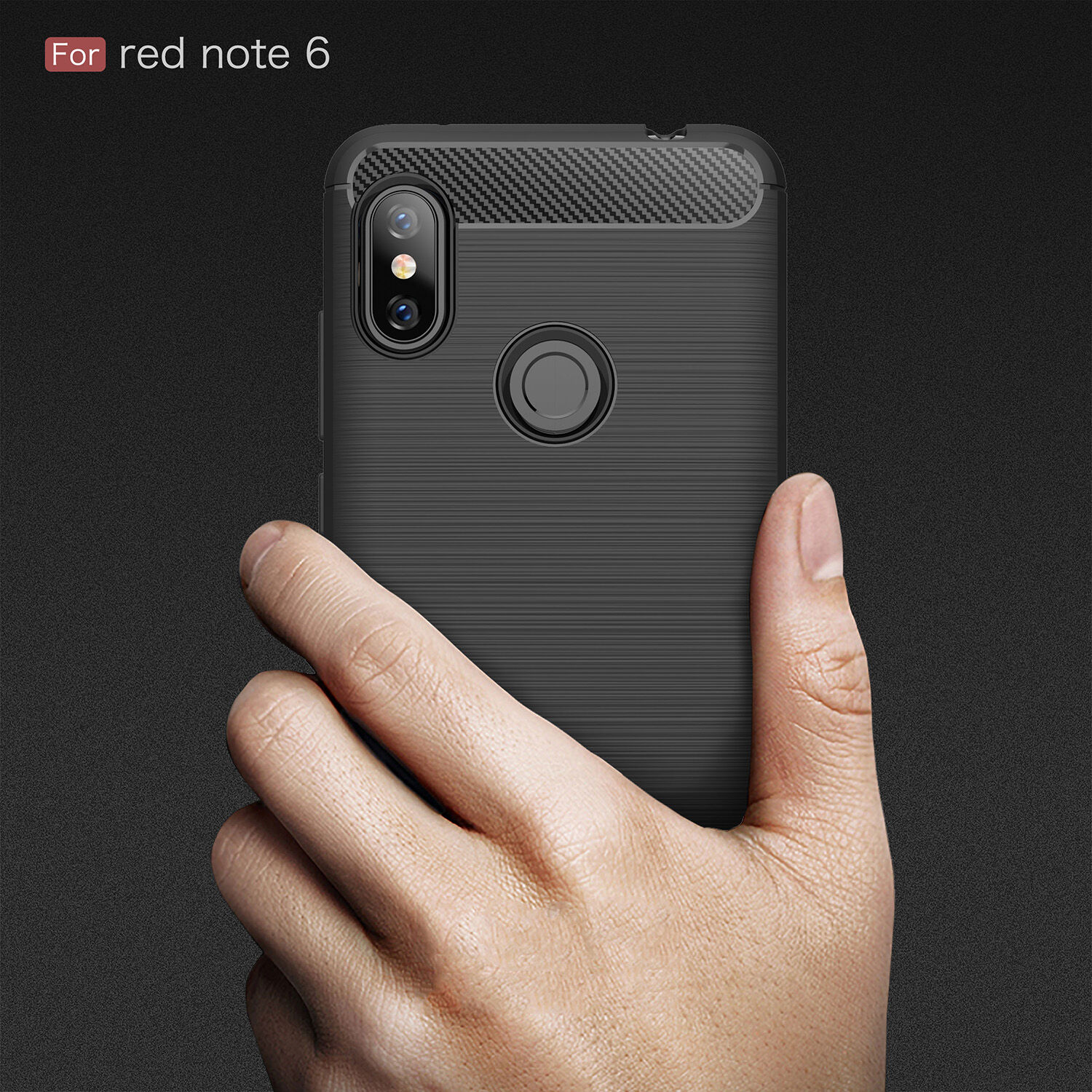Ochranný kryt s broušenou texturou pro Xiaomi Redmi Note 6 Pro - černý