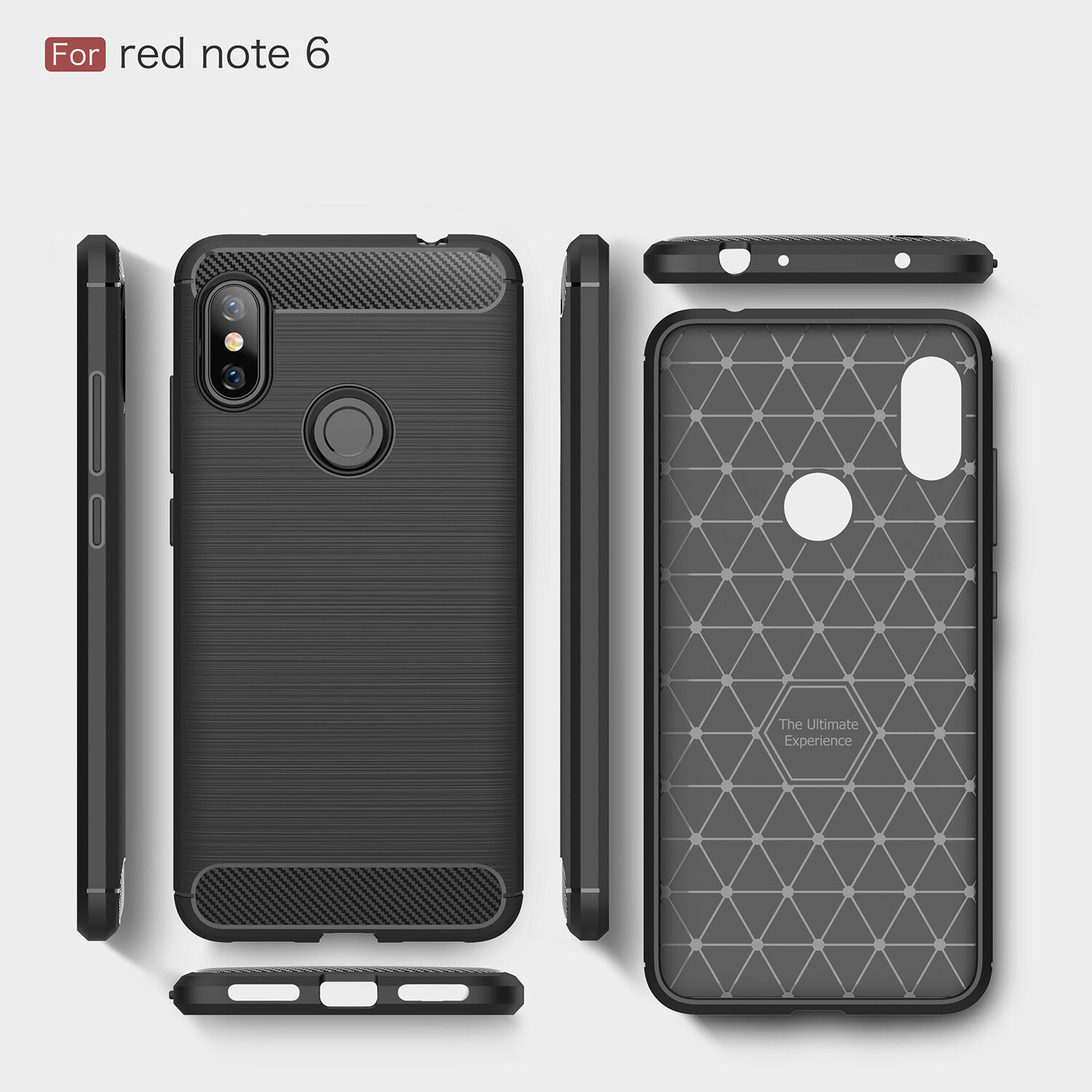 Ochranný kryt s broušenou texturou pro Xiaomi Redmi Note 6 Pro - černý
