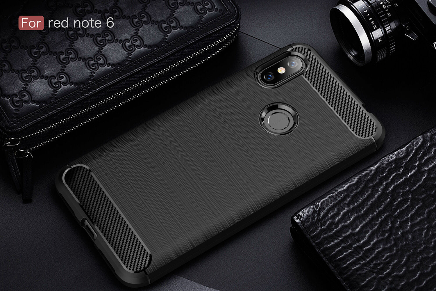 Ochranný kryt s broušenou texturou pro Xiaomi Redmi Note 6 Pro - černý