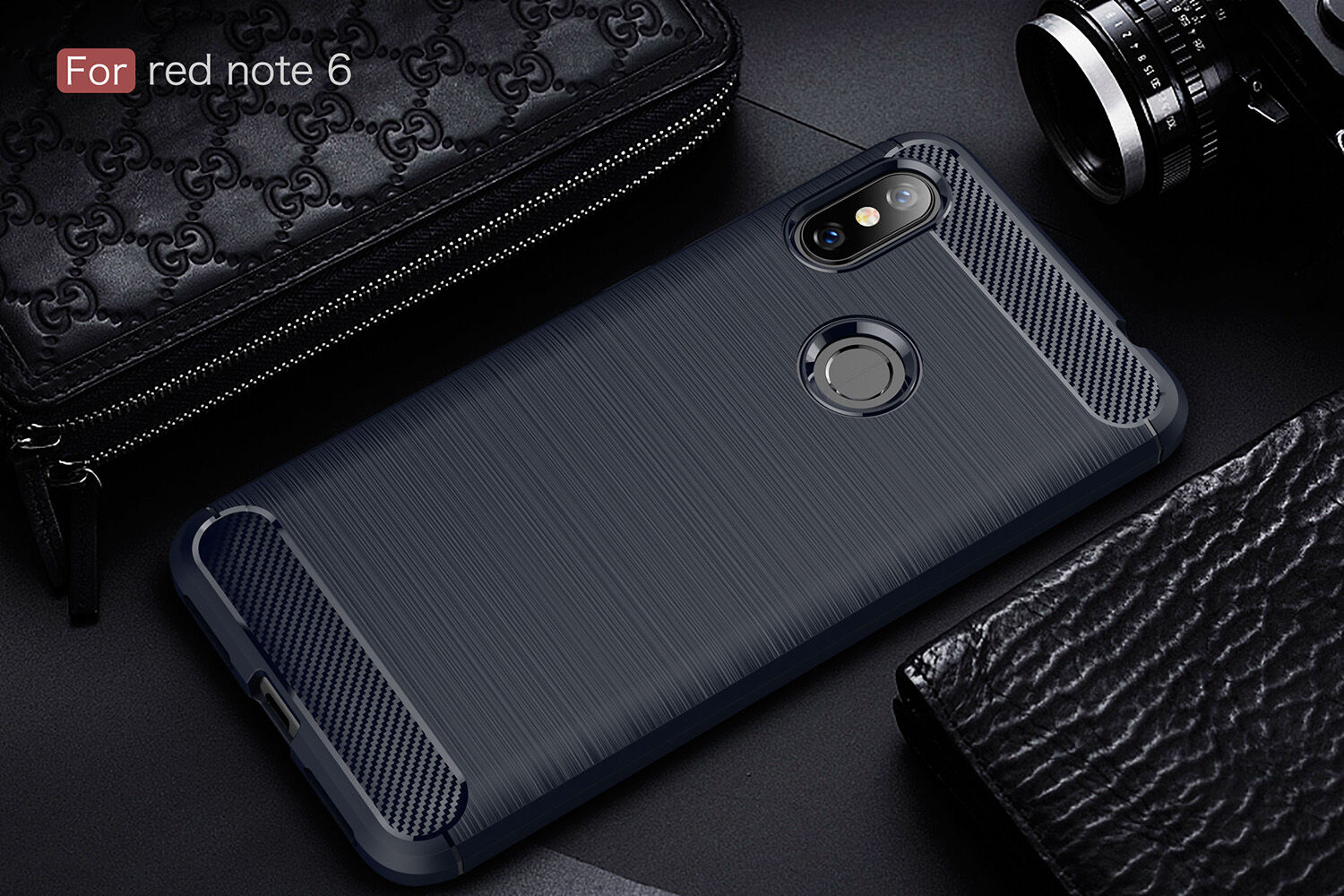 Ochranný kryt s broušenou texturou pro Xiaomi Redmi Note 6 Pro - černý