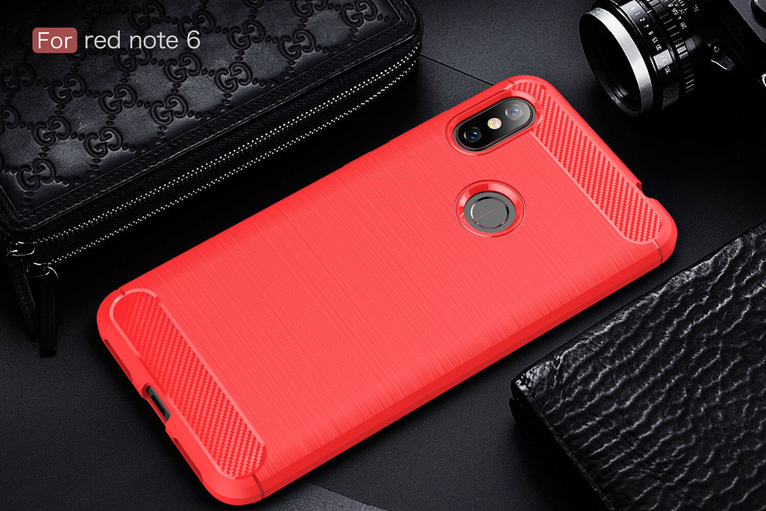 Ochranný kryt s broušenou texturou pro Xiaomi Redmi Note 6 Pro - černý