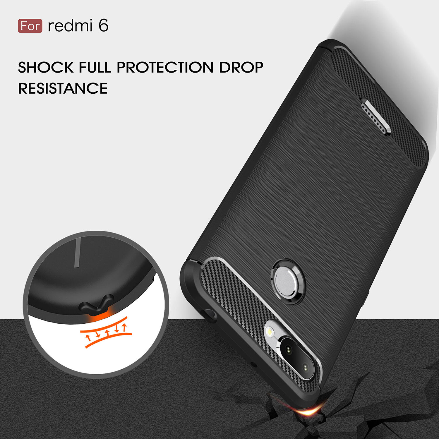 Ochranný kryt s broušenou texturou pro Xiaomi Redmi 6 - červený