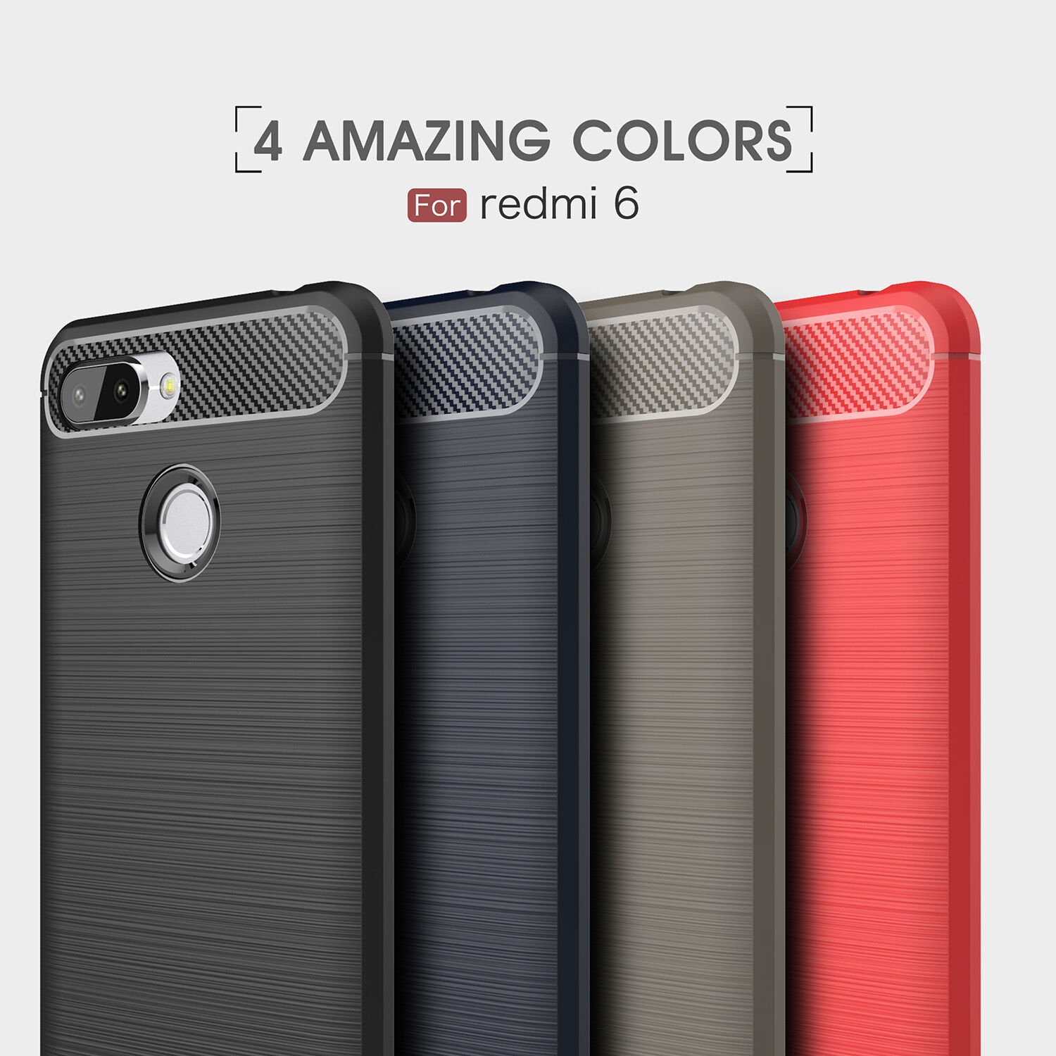 Ochranný kryt s broušenou texturou pro Xiaomi Redmi 6 - červený