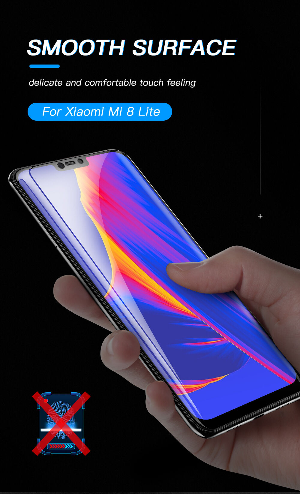 Amorus Tvrzené sklo 3D pro Xiaomi Mi 8 Lite - černé