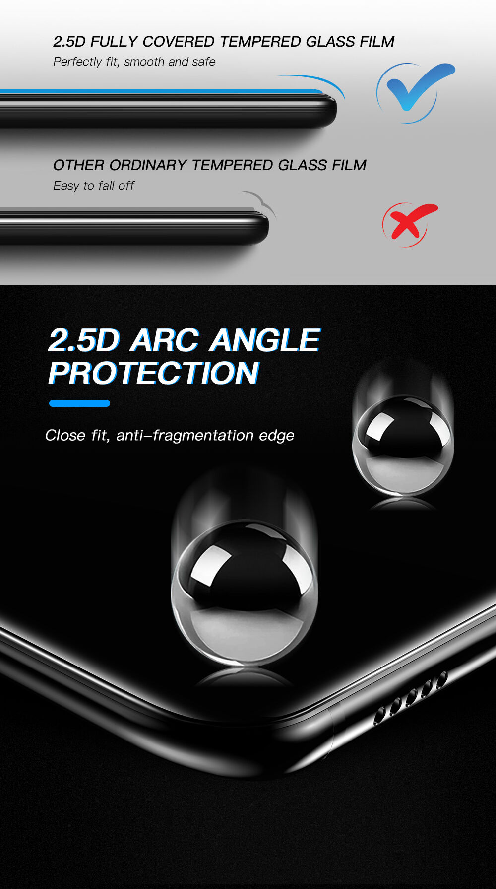 Amorus Tvrzené sklo 3D pro Xiaomi Mi 8 Lite - černé
