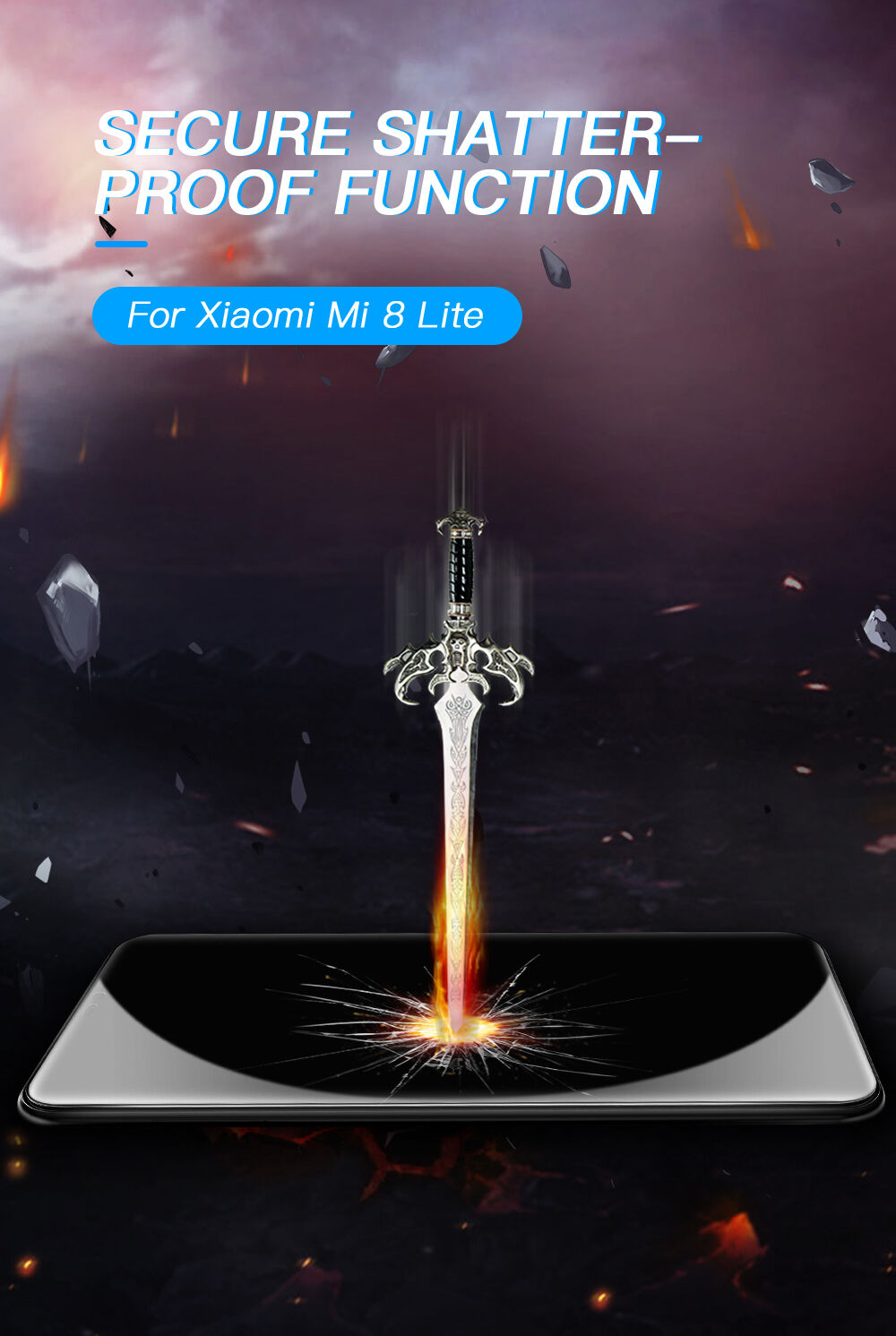 Amorus Tvrzené sklo 3D pro Xiaomi Mi 8 Lite - černé