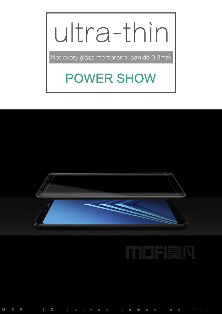 Mofi Tvrzené sklo 3D pro Samsung A8 Plus (2018) - černé
