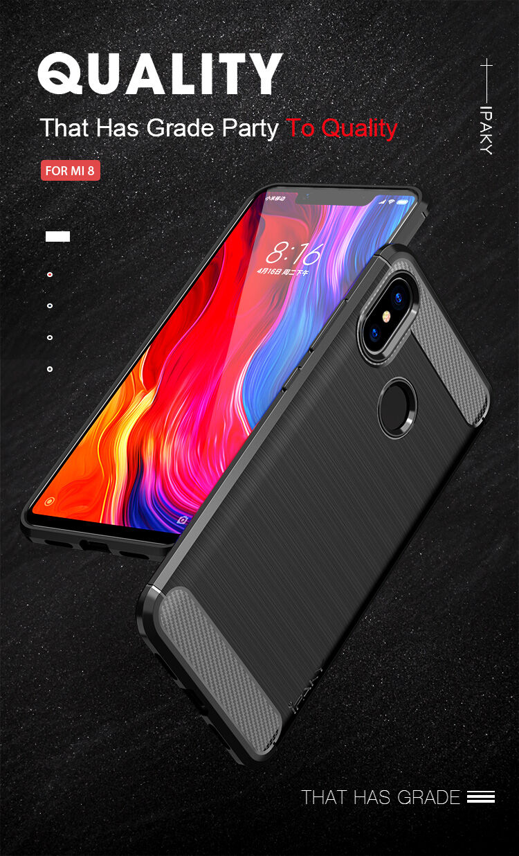 Ipaky plastový kryt s broušenou texturou pro Xiaomi Mi 8 - šedý