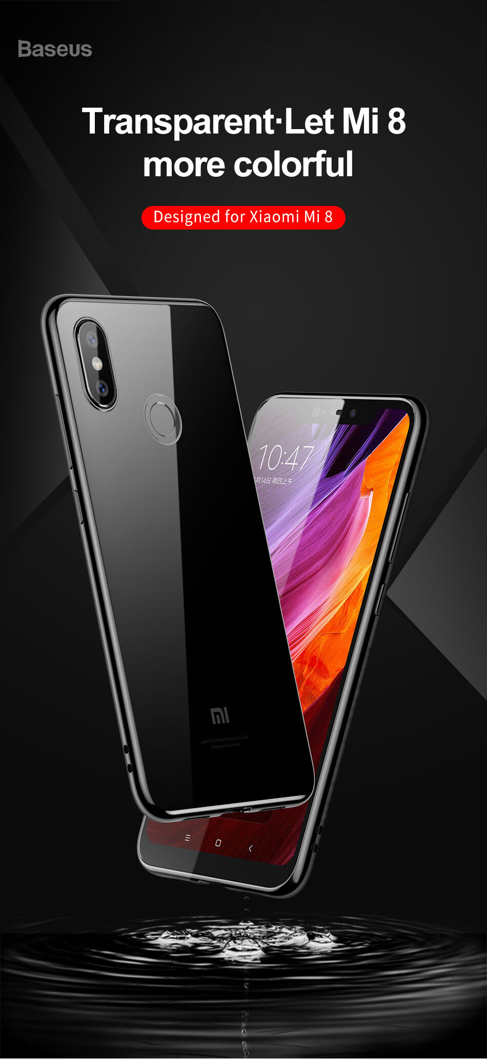 Baseus Shining čirý kryt s rámečkem pro Xiaomi Mi 8 - modrý