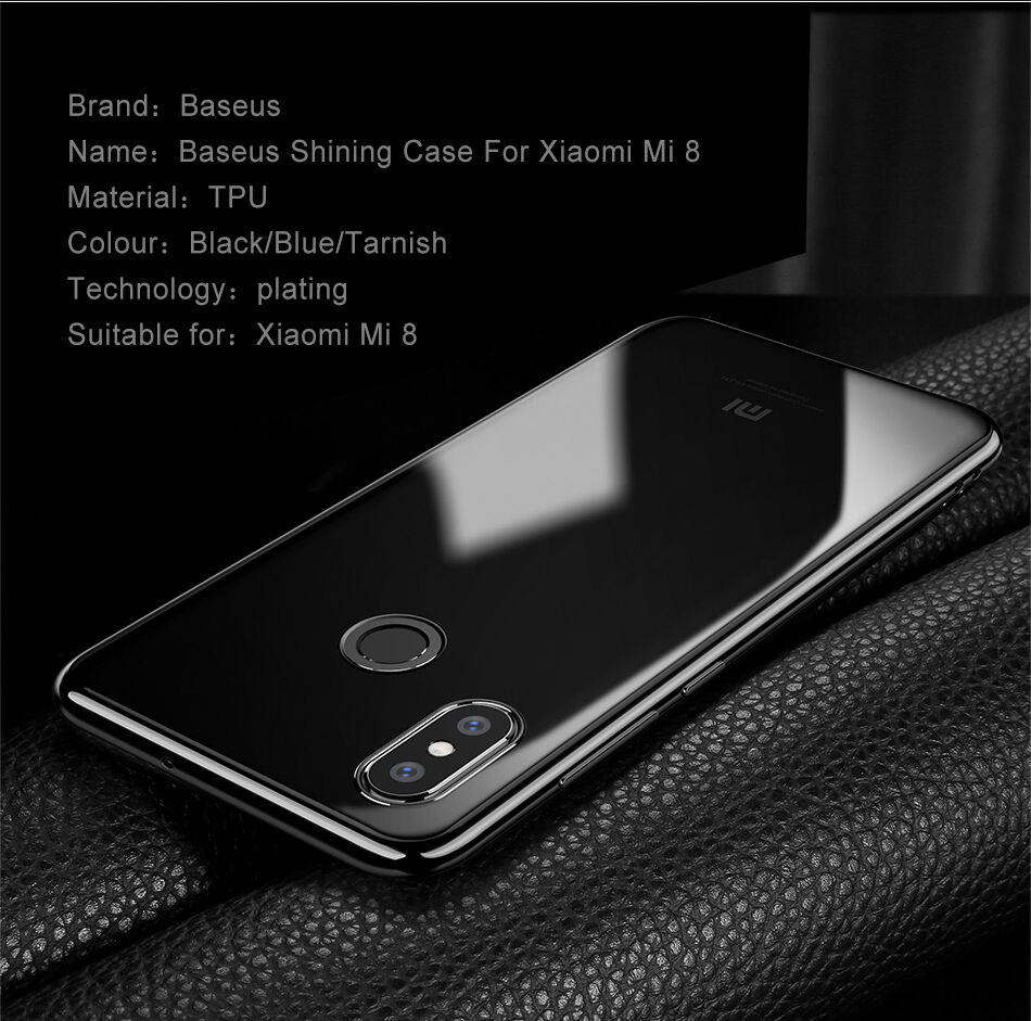 Baseus Shining čirý kryt s rámečkem pro Xiaomi Mi 8 - modrý