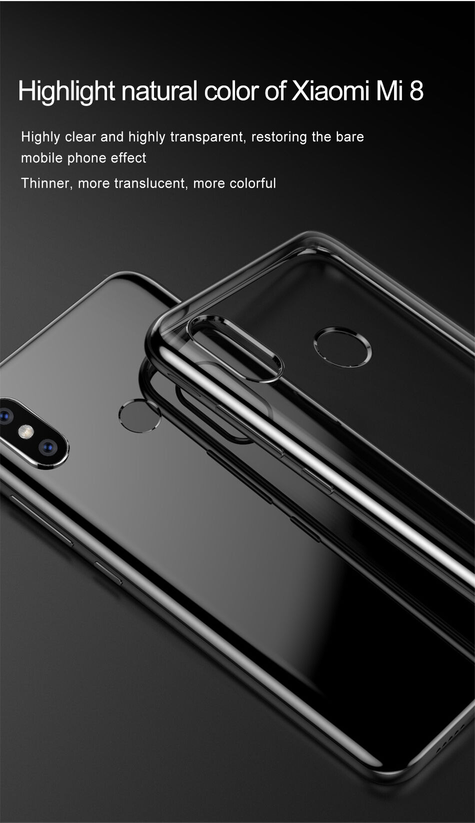 Baseus Shining čirý kryt s rámečkem pro Xiaomi Mi 8 - zlatý