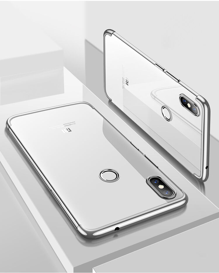 Cafele plastový kryt čirý s rámečkem pro Xiaomi Mi 8 - stříbrný