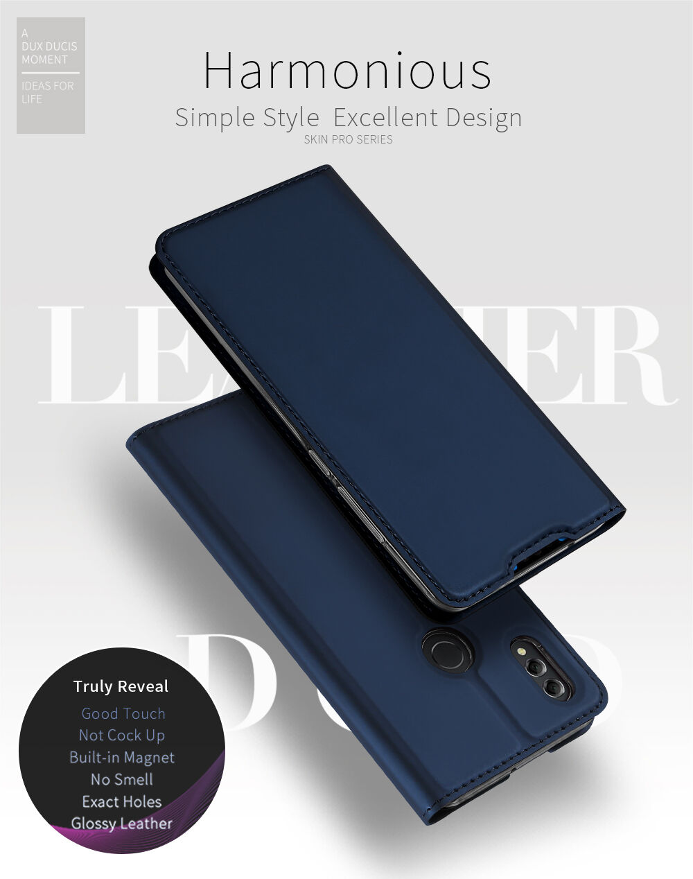 Dux Ducis Skin Pro kožené flipové pouzdro pro Honor 8X - šedé