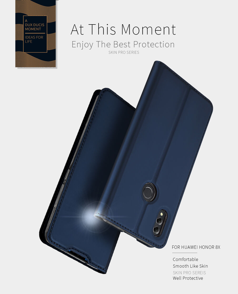 Dux Ducis Skin Pro kožené flipové pouzdro pro Honor 8X - šedé