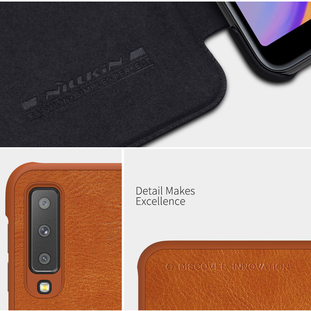Nillkin Qin Kožené flipové pouzdro pro Samsung Galaxy A7 (2018) - černé