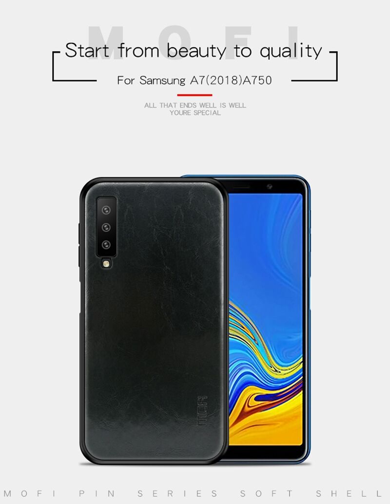 Mofi Kožený kryt pro Samsung Galaxy A7 (2018) - černý