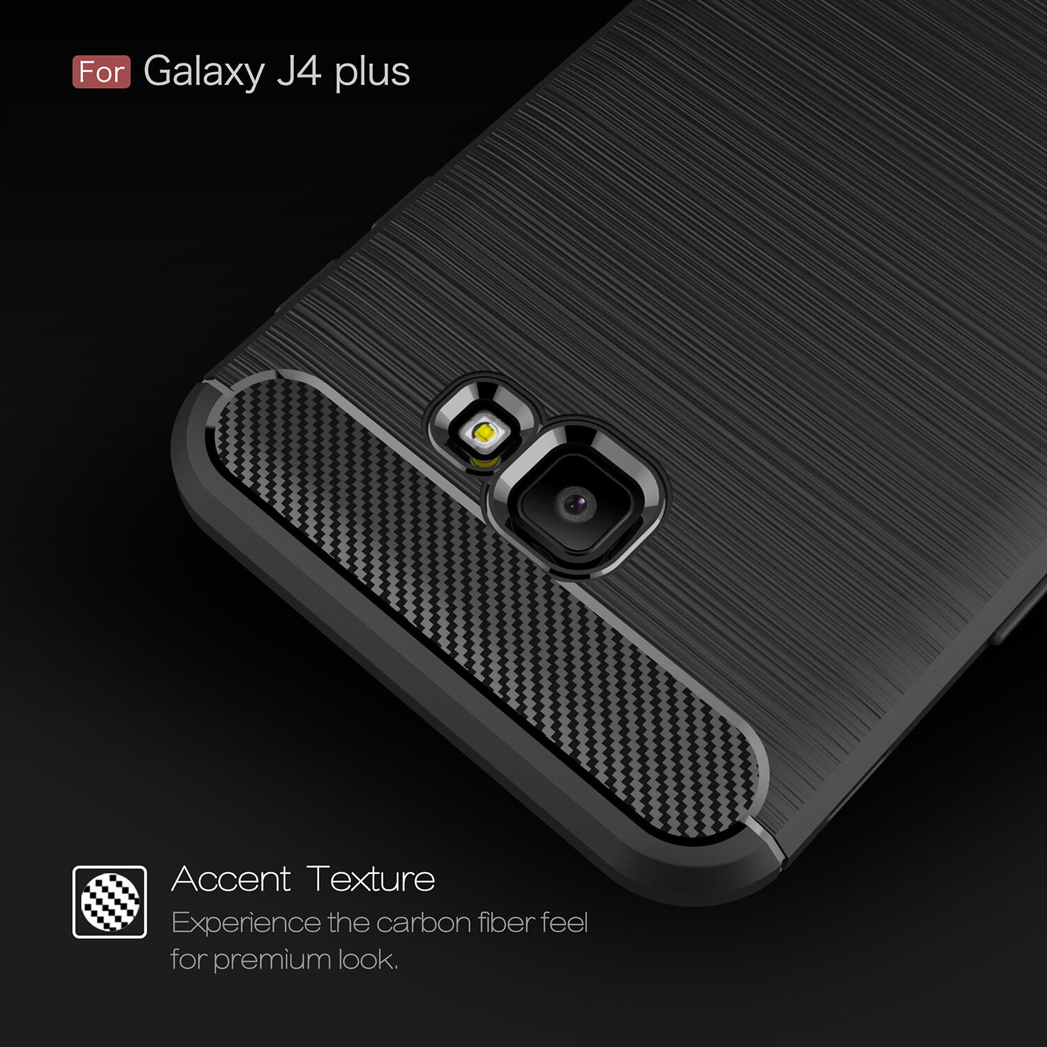 Plastový kryt s broušenou texturou pro Samsung Galaxy J4 Plus - červený