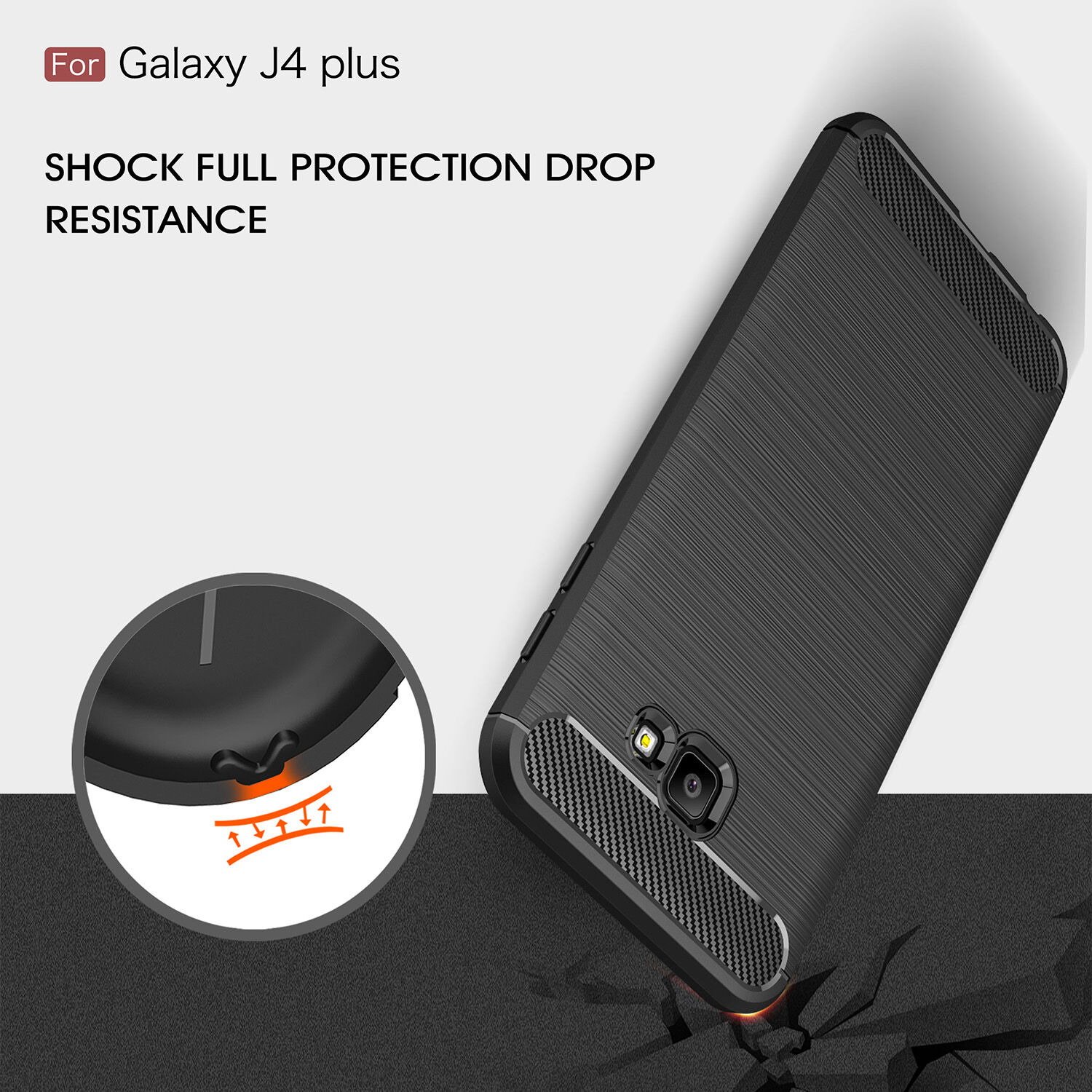 Plastový kryt s broušenou texturou pro Samsung Galaxy J4 Plus - červený
