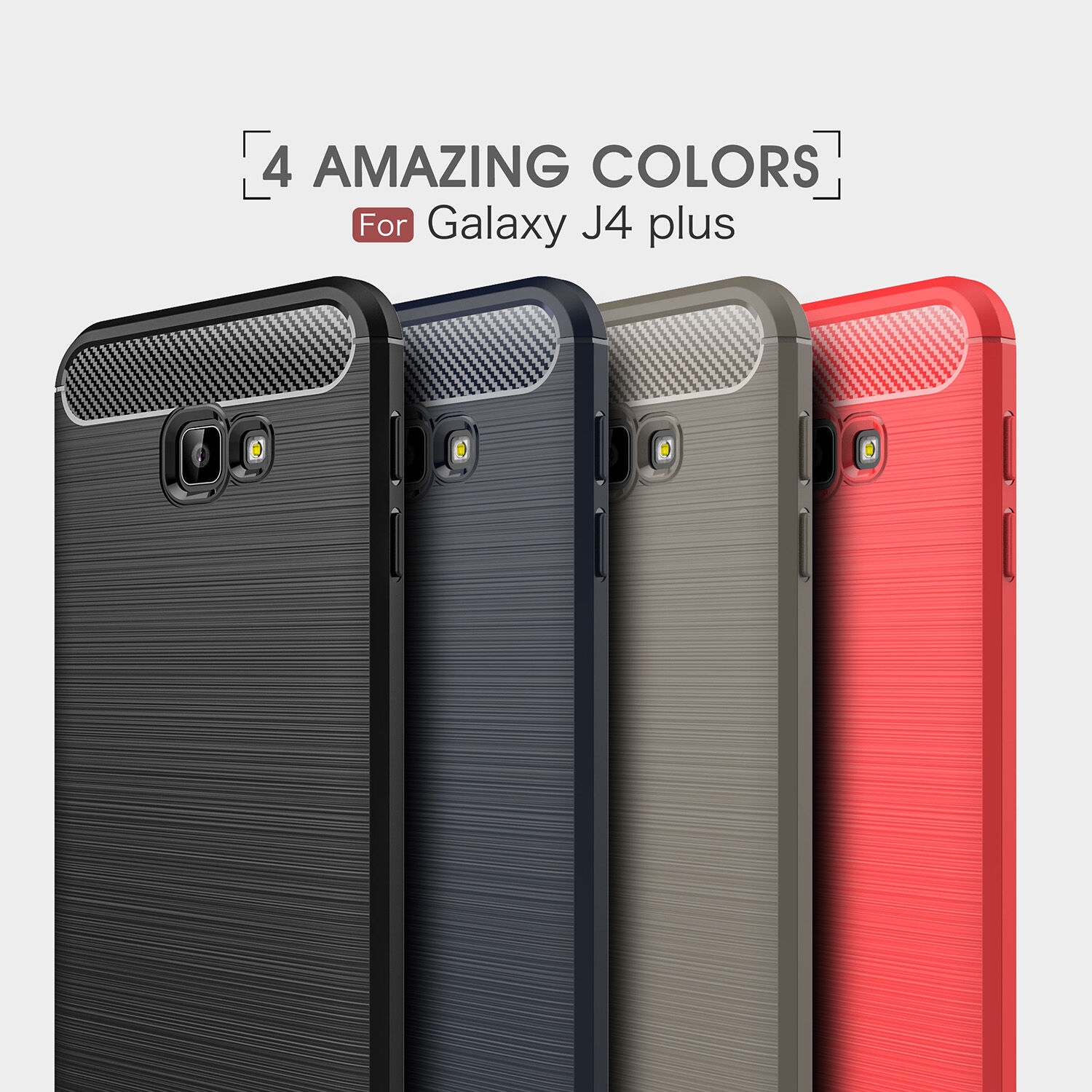 Plastový kryt s broušenou texturou pro Samsung Galaxy J4 Plus - červený