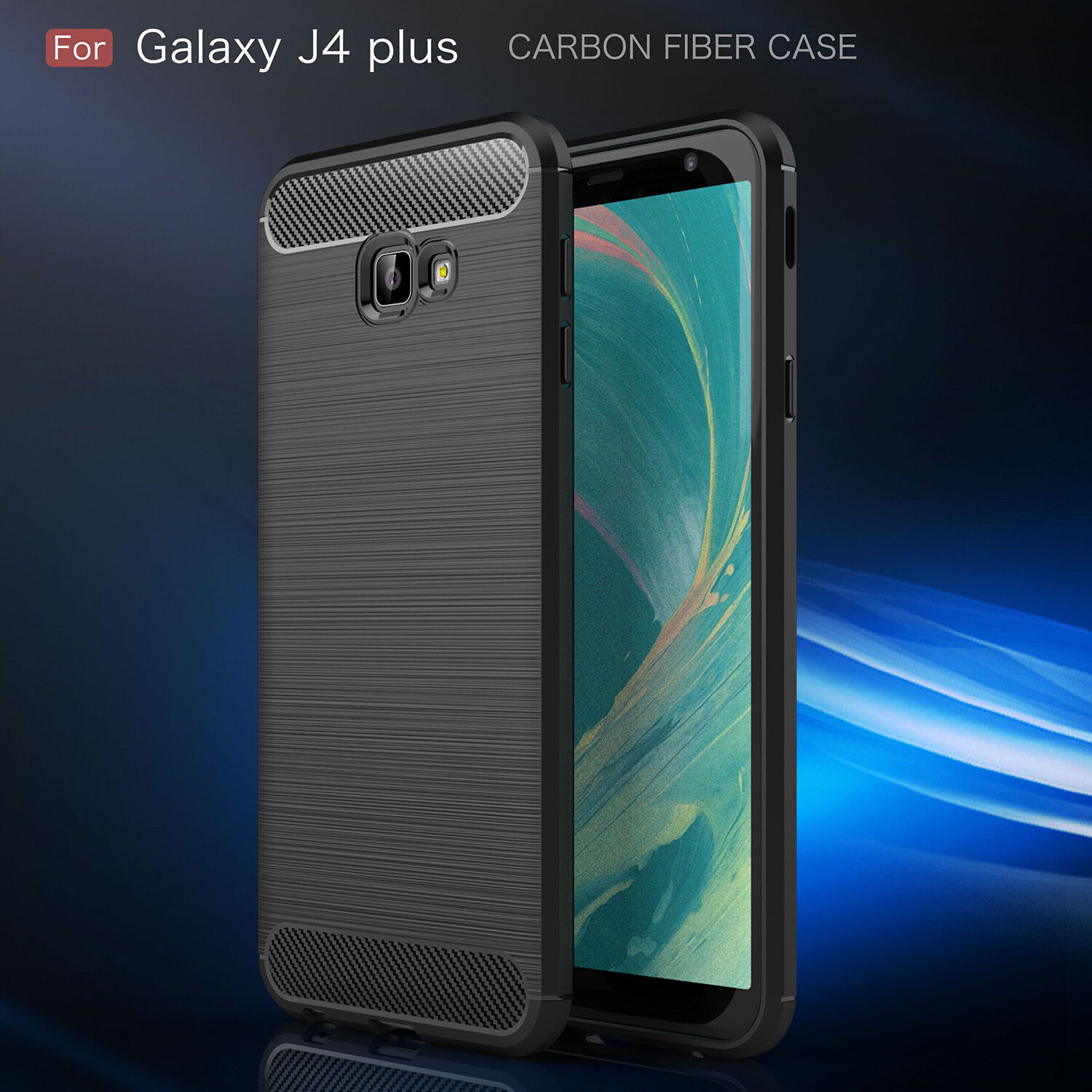 Plastový kryt s broušenou texturou pro Samsung Galaxy J4 Plus - šedý
